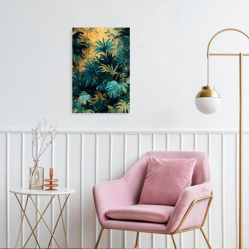 «Dark Tropical Leaves V», reproduction d'art mural abstrait contemporain, 24" H x 16" W