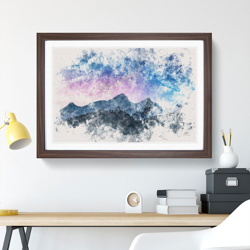 Shooting Star over Moena in Italy - Picture Frame Painting Print, 33cm H x 45cm W x 2cm D, Walnut Framed