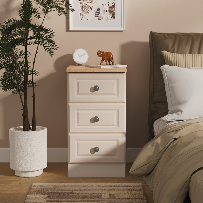 Arpelar 37cm W Manufactured Wood Bedside Table, Beige