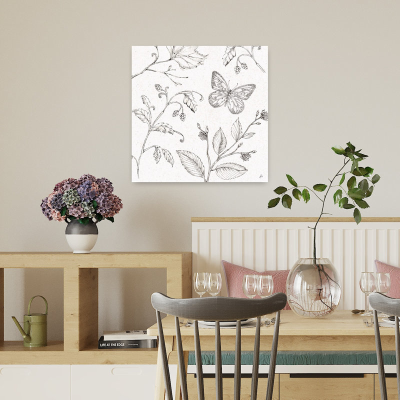 Art contemporain contemporain avec papillon, H 18 po x l 18 po