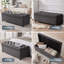 Repose-pieds de 50 po avec capitonnage et rangement pour le salon, gris foncé-425546465
