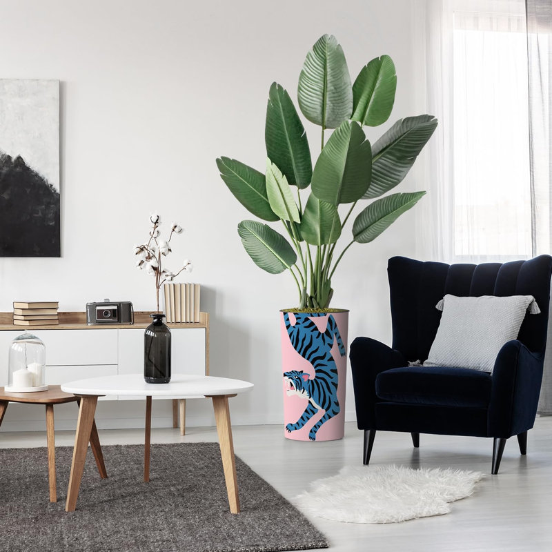 Arbre artificiel dans un pot de fleurs, arbre en soie Fake Bird, Tigre bleu, H 67 po x l 13 po x P 13 po