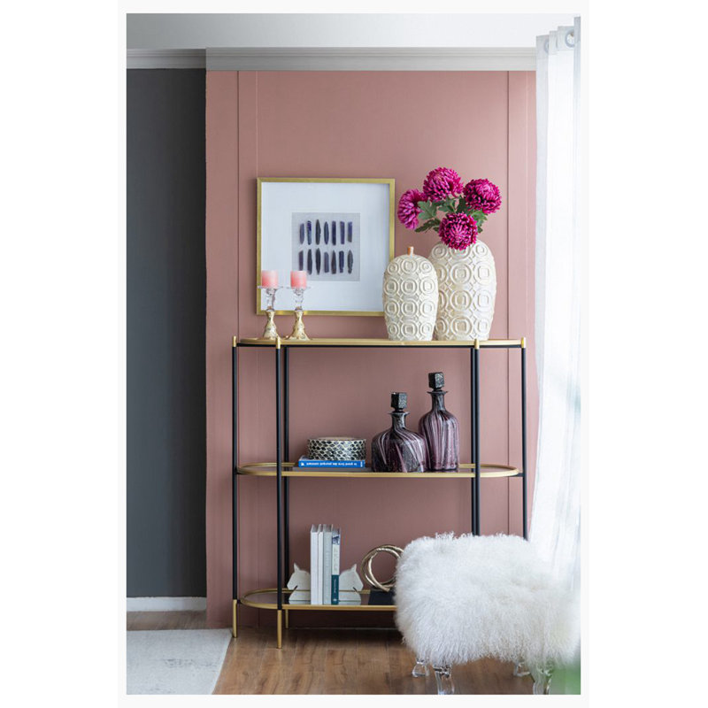 Console en métal, tablette à miroir