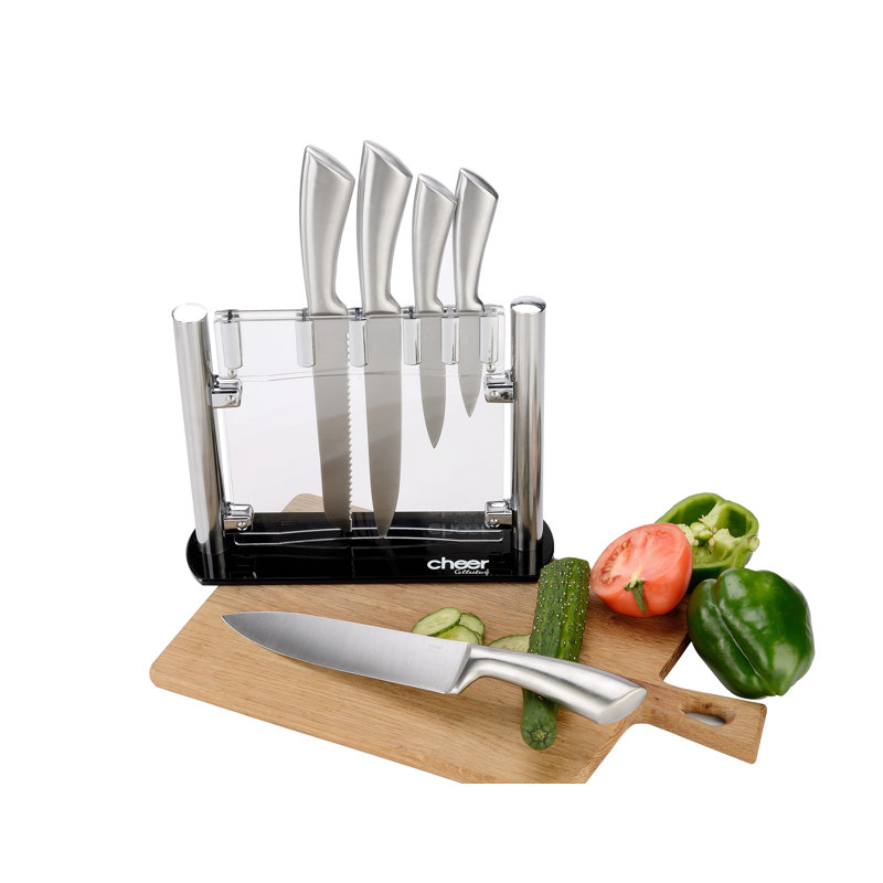 Cheer Collection Cheer Collection 6 Piece Stainless Steel Knife Block Set