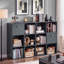Organisateur de rangement modulaire 16 cubes avec tiroirs en tissu, bibliothèque en bois rustique noyer et paravent individuel-481928810-481928808-481928822