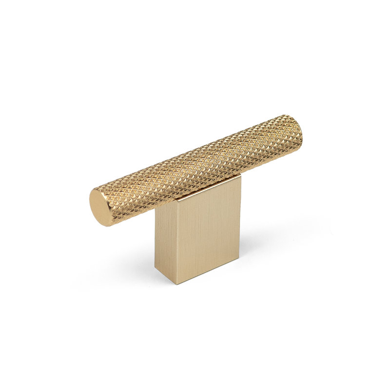 Knurled Boss Bar Handle & T-Bar Pull in Multiple Finish Variations, Brass, 60mm Pull