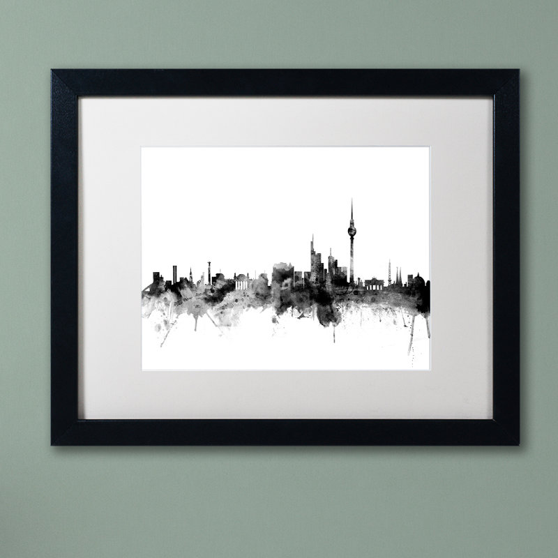 « berlin allemagne horizon b&w », impression encadrée, H 16 po x l 20 po x P 0,5 po, Cadre noir