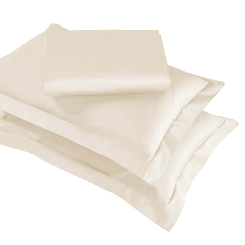 Egyptian Cotton 850 Thread Count Solid Duvet Cover Set, Full/Queen Duvet Cover + 2 Standard Shams, Ivory