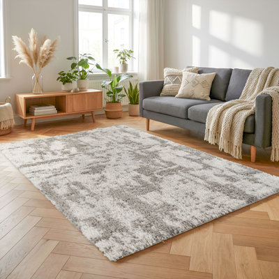 Moss Ivory & Gray Abstract Shag Modern Rug
