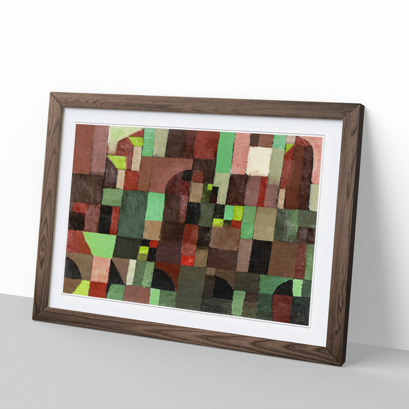 Red and Green Architecture by Paul Klee - Picture Frame Painting, 27cm H x 36cm W x 2cm D, Walnut Framed