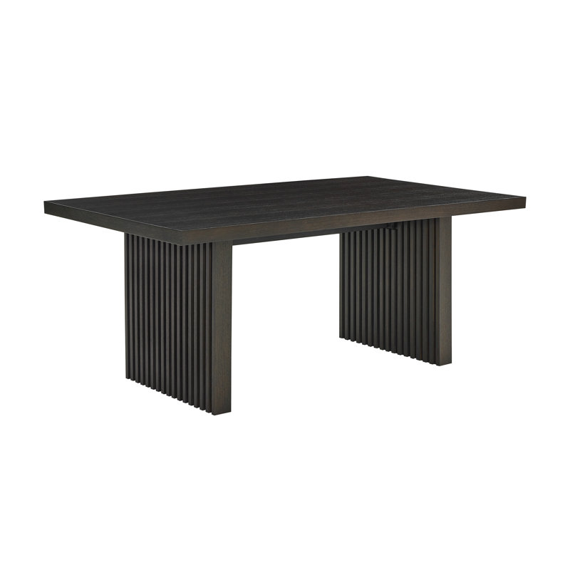Rebeca Contemporary Dining Table, Slat-Fluted Base, Espresso