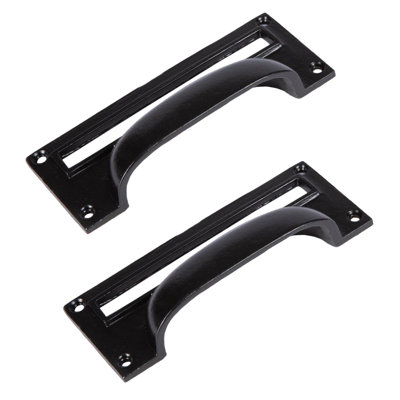 Hammer & Tongs - Filing Cabinet Cup Handle with Card Frame - W130mm x H50mm - Black