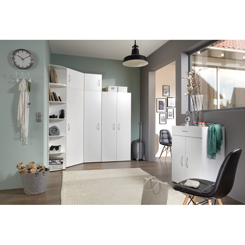 Aggi 1 Door Wood Wardrobe, 185cm H x 30cm W x 54cm D, White