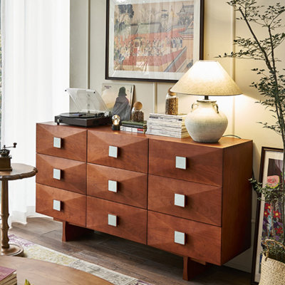 Commode de rangement en bois massif style rétro