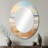 Golden And Blue Beach Tranquility II - Beige Coastal Oval Wall Mirror-2041325765