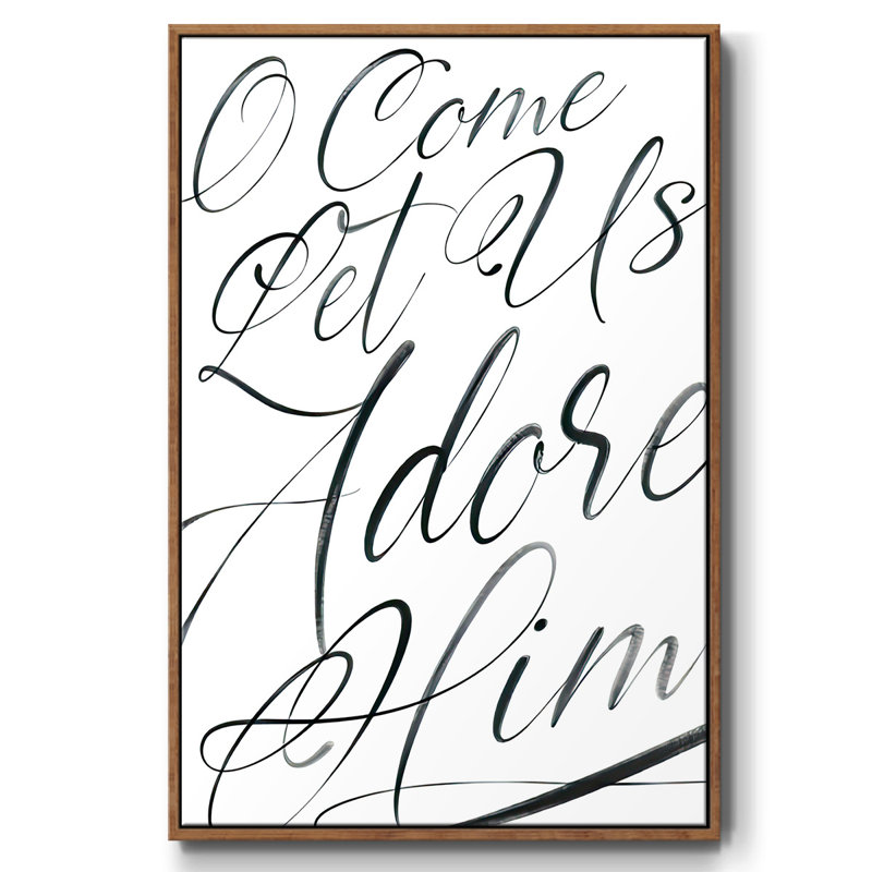 O'Come - Floater Frame Print on Canvas, Black, Walnut Floater Framed, 41" H x 27" W x 1.5" D