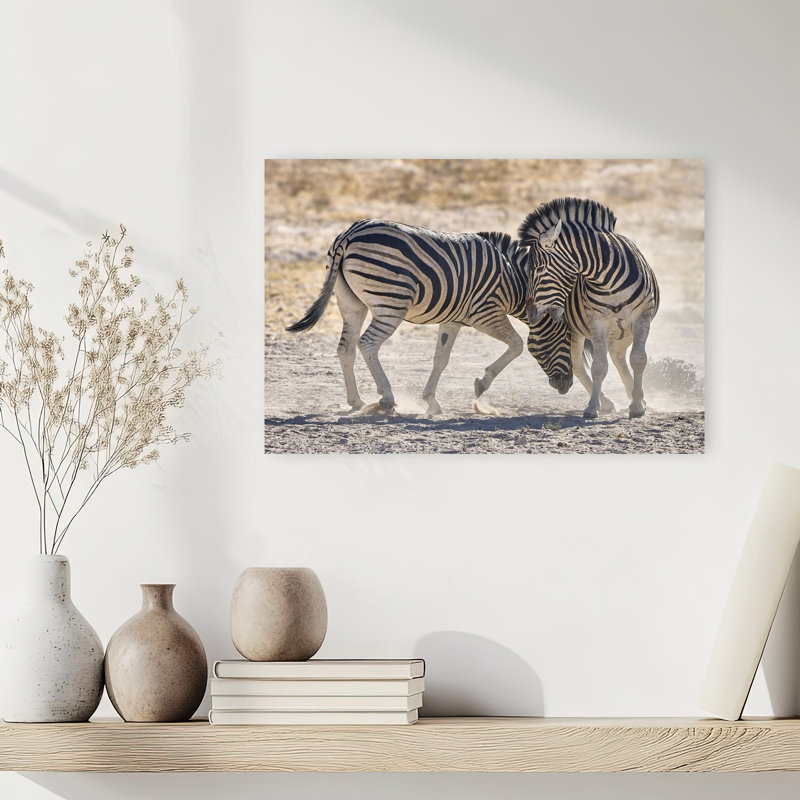 «Wild Zebra Interaction Abstract», art contemporain de paysage zébré contemporain, 12" H x 18" W