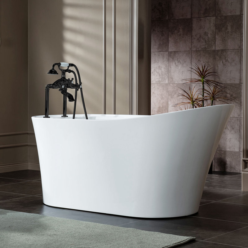 Robinet de baignoire sur pattes à 3 poignées avec accessoire, Bronze huilé