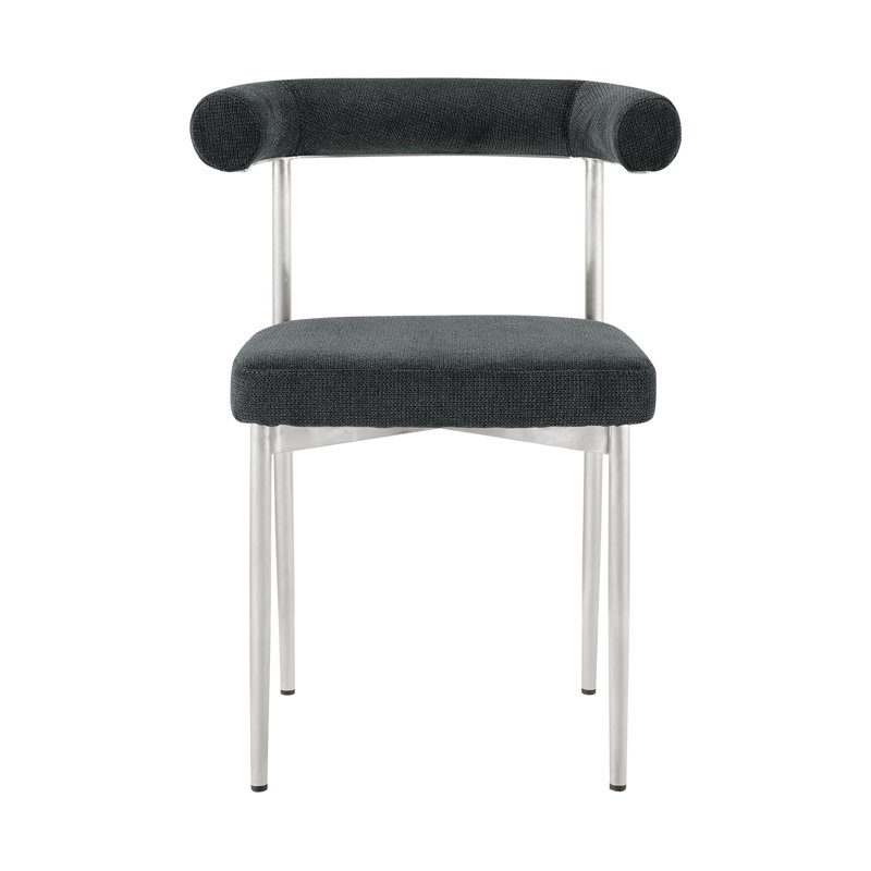 Ensemble de deux chaises d'appoint de salle à manger rembourrées en polyester gris et argent