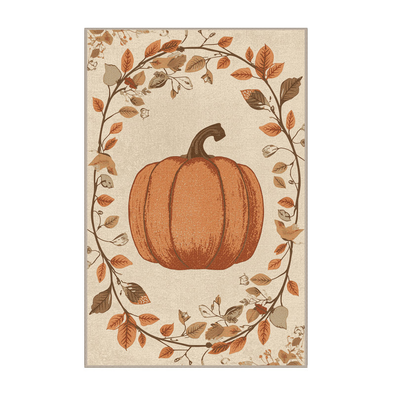 Soft Plush Fiorentino Thanksgiving Modern & Contemporary Abstract Area Rug in Beige – Beige Binding, 8x12