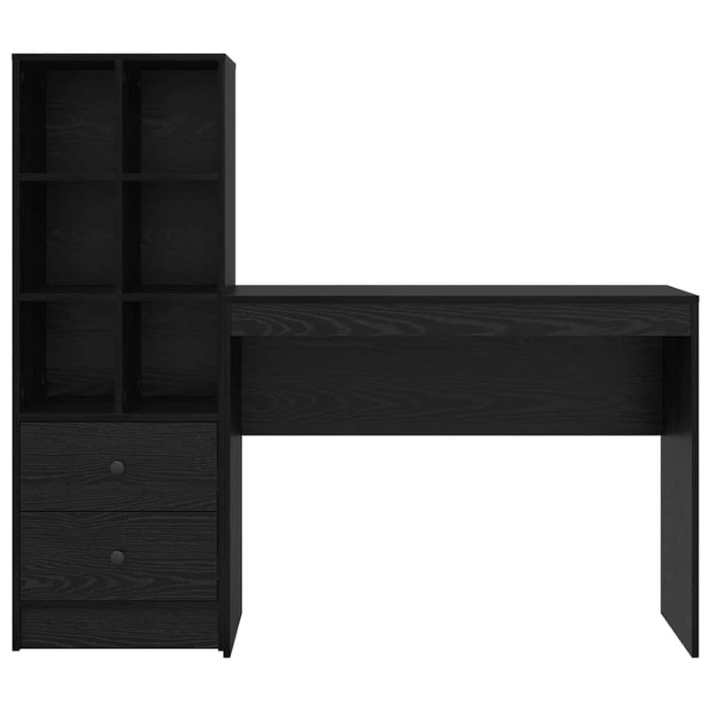 Desk With Storage With Shelf 2 Pcs 100 X 40 X 76 Cm, Black Oak