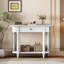 Console étroite Trexm avec coin incurvé, table de hall d'entrée rétro avec tiroir supérieur et tablette ouverte, tables de console de canapé pour le hall d'entrée, le couloir et le salon (blanc)-47007032