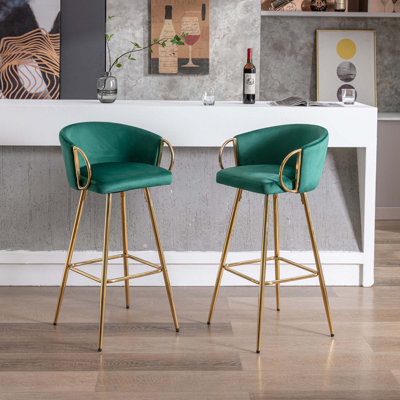 Tabourets Dardar, avec repose-pieds chromé et base / tabouret de bar simple Golden Leg