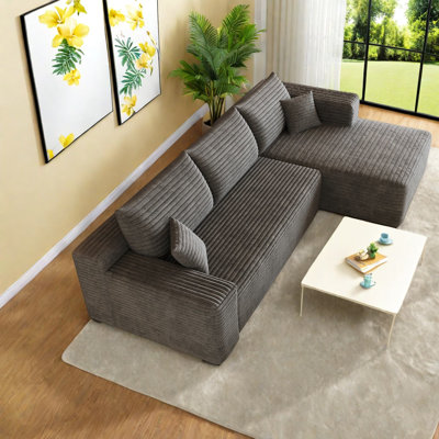 Canapé modulaire à compression, velours côtelé de 103 pouces, forme en L moderne pour la maison