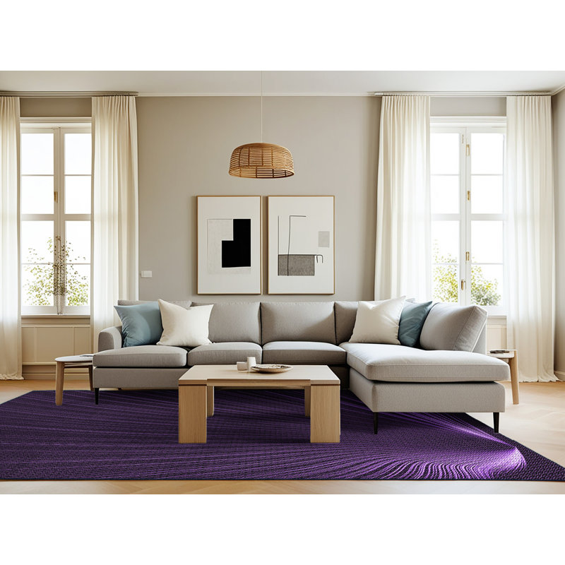 Tapis 100% à motif lavable à la machine 2989 1829-PUR, Rectangle 8 pi x 12 pi