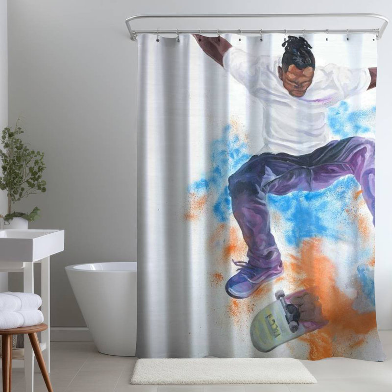 Shower Curtain SP60 – Polyester Shower Curtain, Dye Sublimation Print, 71" W × 74" L