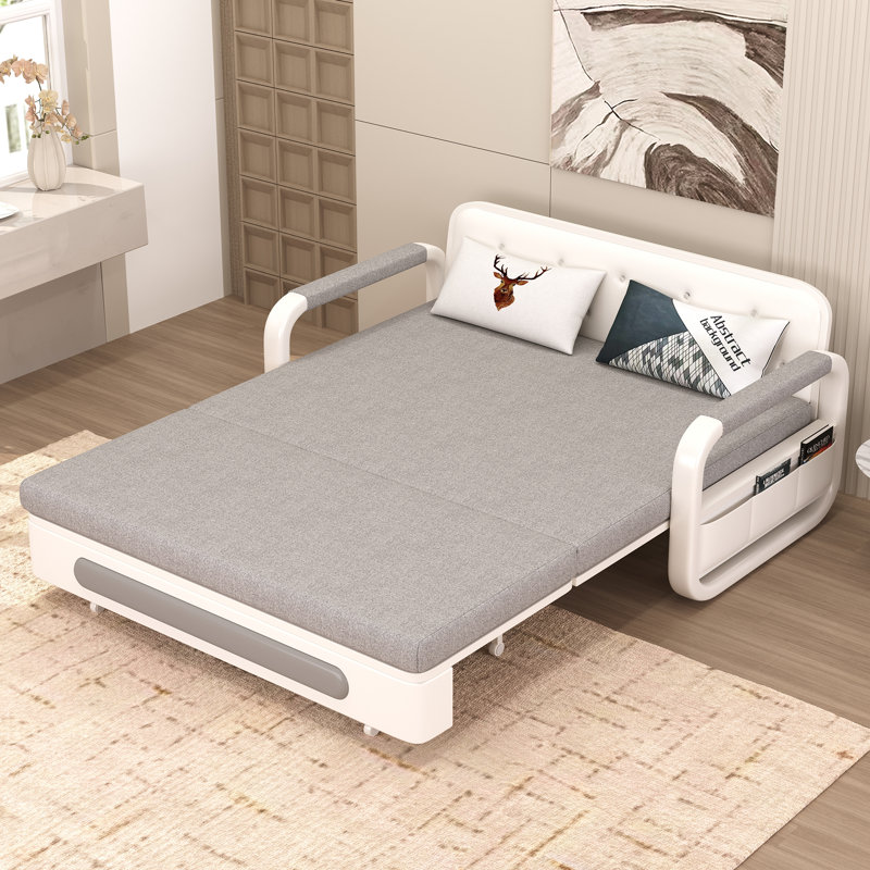 Canapé-lit de style moderne avec rangement et structure en bois-métal robuste, H 37 po x l 59,8 po x P 34,2 po