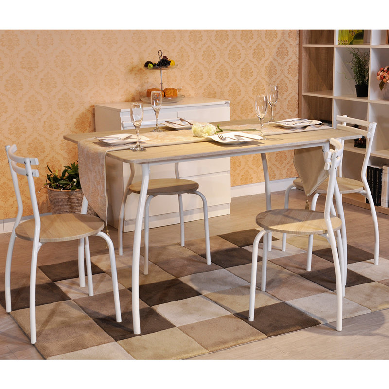 Ponti 4 - Person Dining Set, Beech, White, Beech