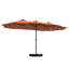 Parasol de marché extérieur à double face avec base 36 lumières à DEL avec couvercle Kirkbride 181 po x 106 po-764249014