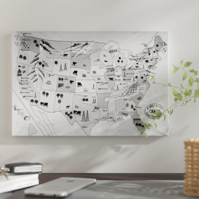 " 1930s-1940s Map Of United States Showing Agricultural And Industrial Resources "