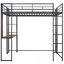 Lit mezzanine double en métal avec 2 tablettes et 1 bureau, noir-46120711