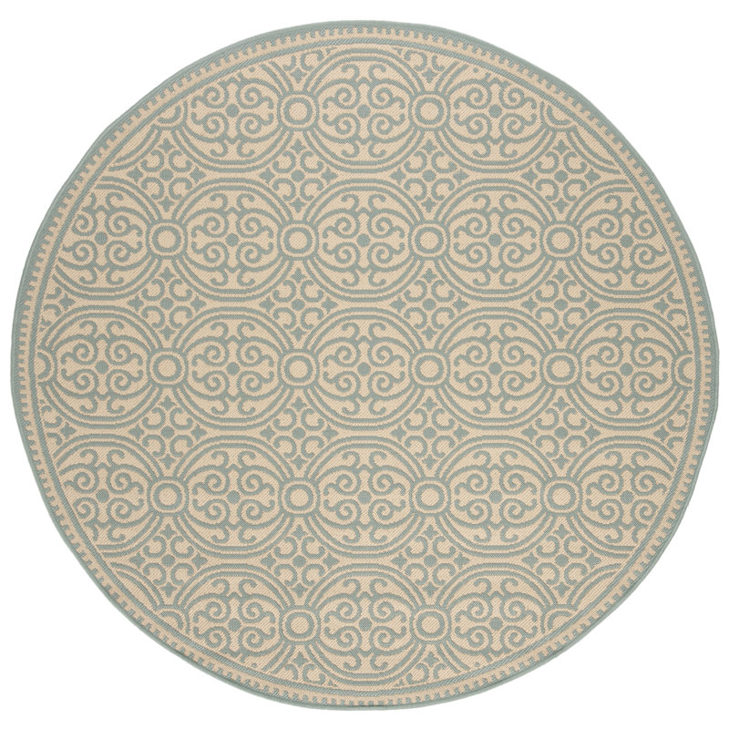 Kirtley Geometric Hand Woven Indoor / Outdoor Area Rug, Round 201 cm