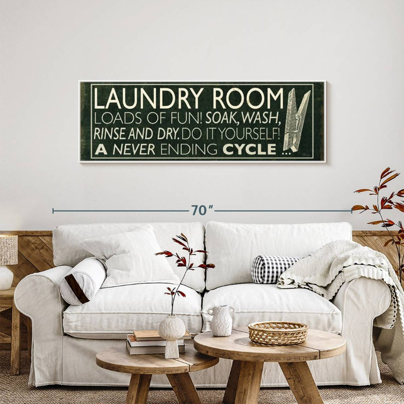 Salle de lavage I, 57 po x 19 po, Cadre flottant blanc