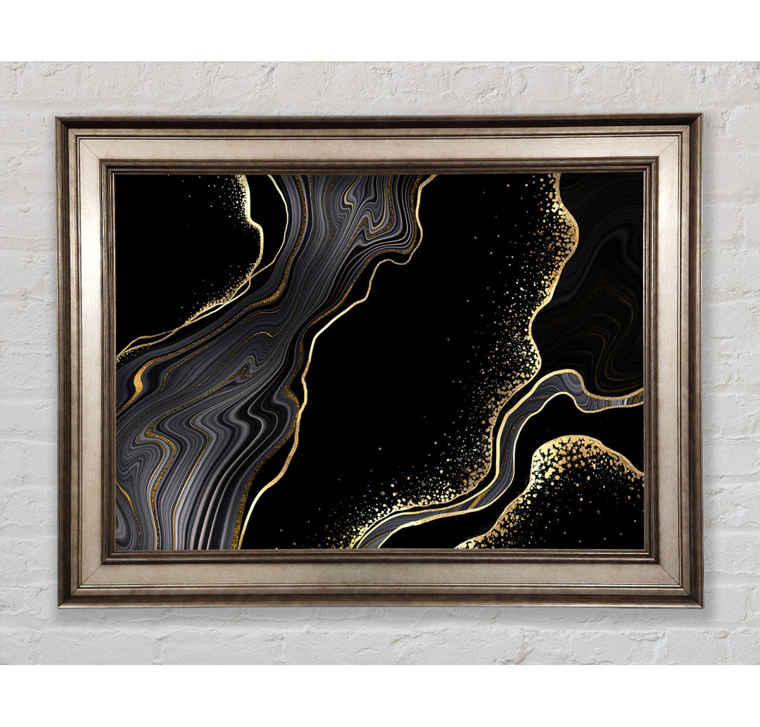 Black And Gold Flakes - Einzelner Bilderrahmen Kunstdrucke