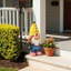 Statue de jardin d'extérieur 18 po avec lanterne et fantaisie solaire citron