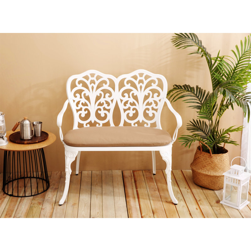 Mobilier d'extérieur en fonte d'aluminium avec banc floral, Blanc