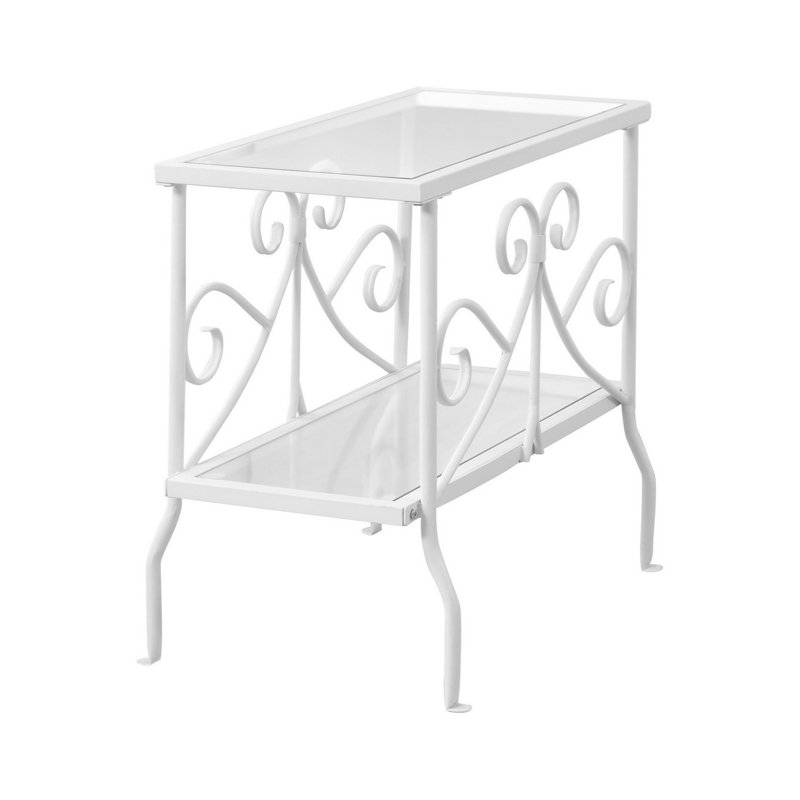 Daril Accent Table Side, End, Nightstand, Lamp, Living Room, Bedroom, Metal, Tempered Glass, White