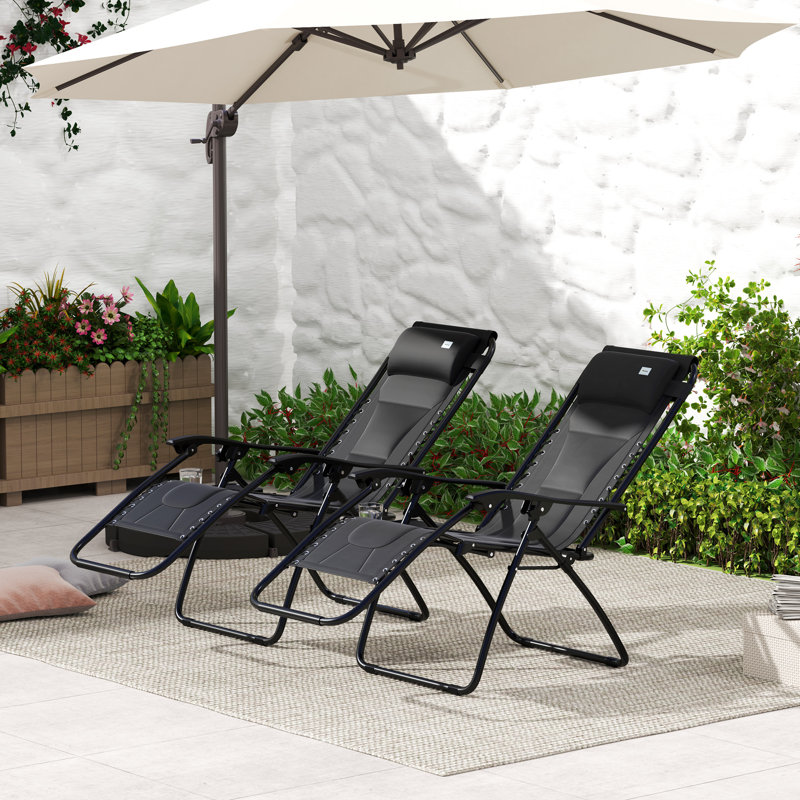 89cm Long Chaise Lounge Set, Black