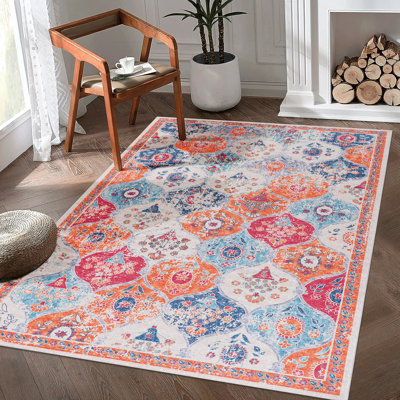 Tapis lavable crème 274 x 366 cm, à poils courts, antidérapant, tissage fin, pour salon, chambre, cuisine, salle à manger et compatible avec les animaux domestiques, 274 x 366 cm, pliable.