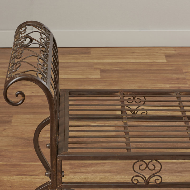 Banc de jardin en fer Beelu, Brun rustique
