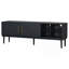 Mirod Stylish TV Stand with Vertical Striped Doors, Space-Saving Sliding Door Design, Sturdy Solid Wood Legs, Versatile as TV Console or Side Cabinet