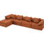 Orange en forme de L, 5 pièces, revêtement en chenille, design combiné, salon moderne modulaire essentiel en orange, chenille, soutien pour un moment de détente-214437718-214437719