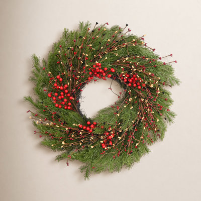 24" Handcrafted Frosted Pine Christmas Wreath