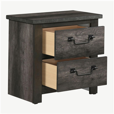 Gray Finish 2-Drawers Storage Nightstand 1pc Wooden Furniture Traditional Design Bedside Cabinet