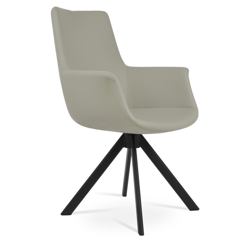 Chaise avec accoudoirs rembourrée, Gris foncé, Argent