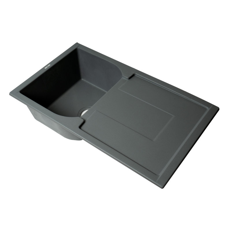 Titanium Gray Granite Single Bowl Kitchen Sink with Drainboard